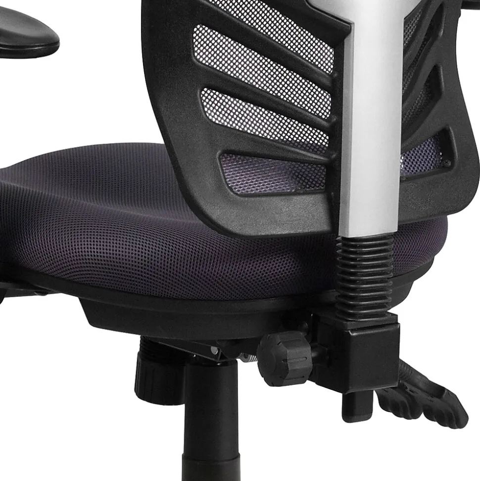 Flash Furniture Nicholas Ergonomic Mesh Swivel Mid-Back Multifunction Executive Office Chair, Dark Gray (HL0001DKGY)