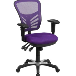 Flash Furniture Nicholas Ergonomic Mesh Swivel Mid-Back Multifunction Executive Office Chair, Purple (HL0001PUR)