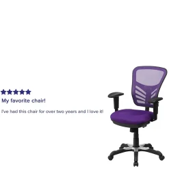Flash Furniture Nicholas Ergonomic Mesh Swivel Mid-Back Multifunction Executive Office Chair, Purple (HL0001PUR)