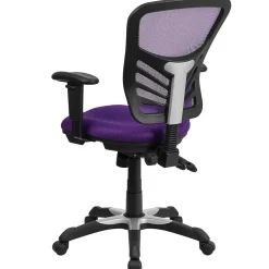 Flash Furniture Nicholas Ergonomic Mesh Swivel Mid-Back Multifunction Executive Office Chair, Purple (HL0001PUR)