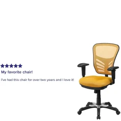 Flash Furniture Nicholas Ergonomic Mesh Swivel Mid-Back Multifunction Executive Office Chair, Yellow-Orange (HL0001YEL)