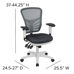 Flash Furniture Nicholas Ergonomic Mesh Swivel Multifunction Executive Office Chair, Dark Gray/White Frame (HL0001WHDKGY)