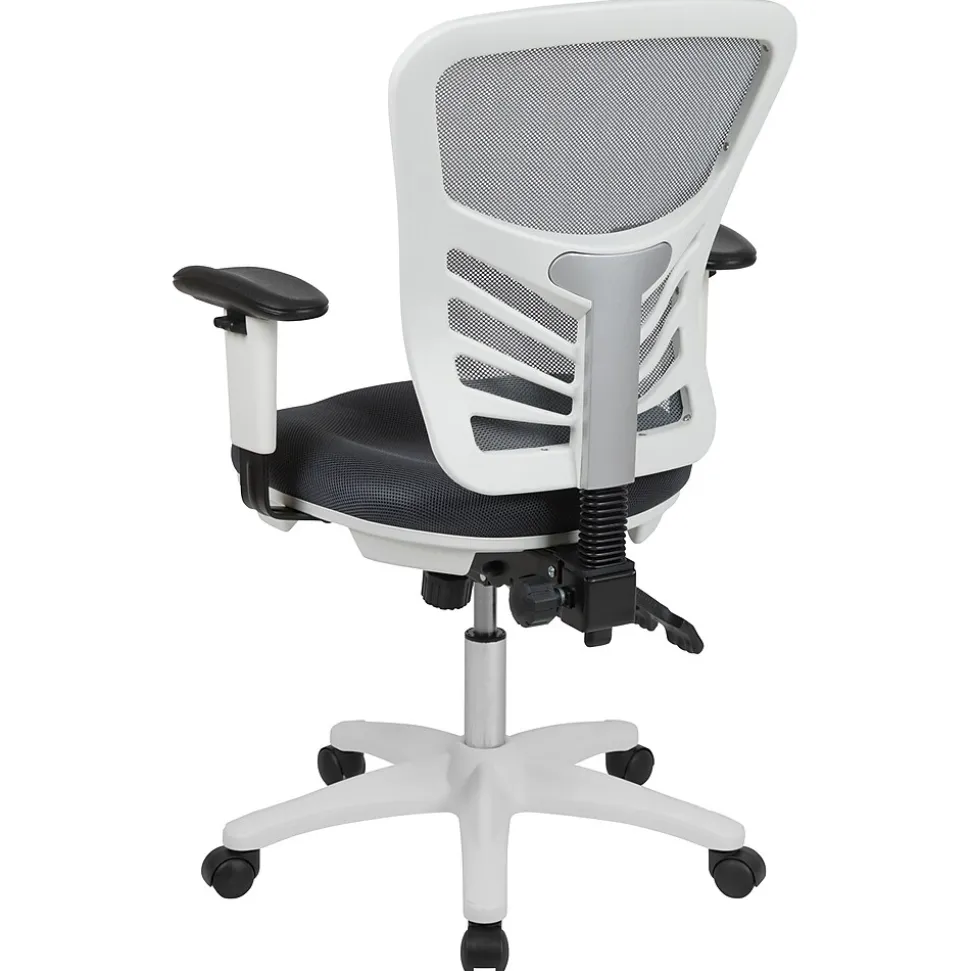 Flash Furniture Nicholas Ergonomic Mesh Swivel Multifunction Executive Office Chair, Dark Gray/White Frame (HL0001WHDKGY)