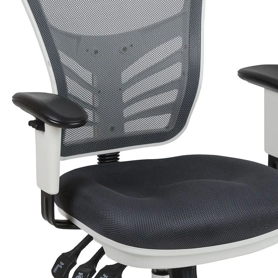 Flash Furniture Nicholas Ergonomic Mesh Swivel Multifunction Executive Office Chair, Dark Gray/White Frame (HL0001WHDKGY)