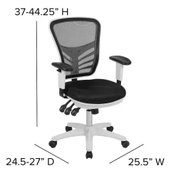 Flash Furniture Nicholas Ergonomic Mesh Swivel Mid-Back Multifunction Executive Office Chair, Black/White Frame (HL0001WHBK)