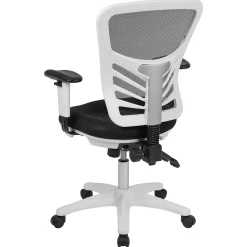 Flash Furniture Nicholas Ergonomic Mesh Swivel Mid-Back Multifunction Executive Office Chair, Black/White Frame (HL0001WHBK)
