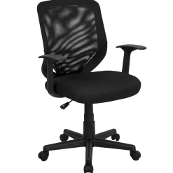 Flash Furniture Norris Ergonomic Mesh Swivel Mid-Back Tapered Back Task Office Chair, Black (LFW95ABK)
