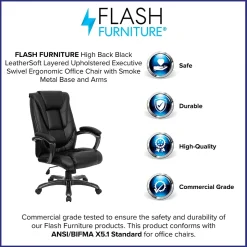 Flash Furniture Oma Ergonomic LeatherSoft Swivel High Back Executive Office Chair, Black (GO7194BBK)
