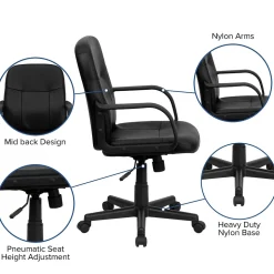 Flash Furniture Paulson Vinyl Swivel Mid-Back Executive Office Chair, Black (H8020)