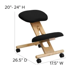 Flash Furniture Posey Armless Ergonomic Fabric/Wood Mobile Kneeling Office Chair, Black (WLSB210)