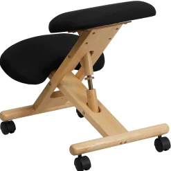 Flash Furniture Posey Armless Ergonomic Fabric/Wood Mobile Kneeling Office Chair, Black (WLSB210)