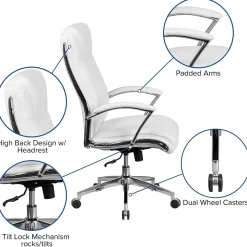 Flash Furniture Rebecca LeatherSoft Swivel High Back Executive Office Chair, White (GO2192WH)