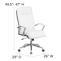Flash Furniture Rebecca LeatherSoft Swivel High Back Executive Office Chair, White (GO2192WH)
