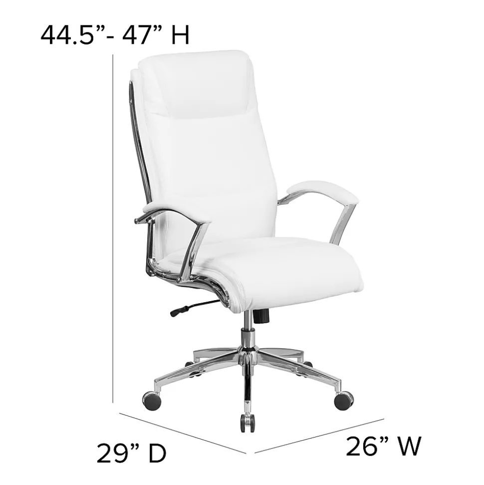 Flash Furniture Rebecca LeatherSoft Swivel High Back Executive Office Chair, White (GO2192WH)
