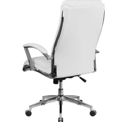 Flash Furniture Rebecca LeatherSoft Swivel High Back Executive Office Chair, White (GO2192WH)
