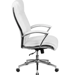 Flash Furniture Rebecca LeatherSoft Swivel High Back Executive Office Chair, White (GO2192WH)