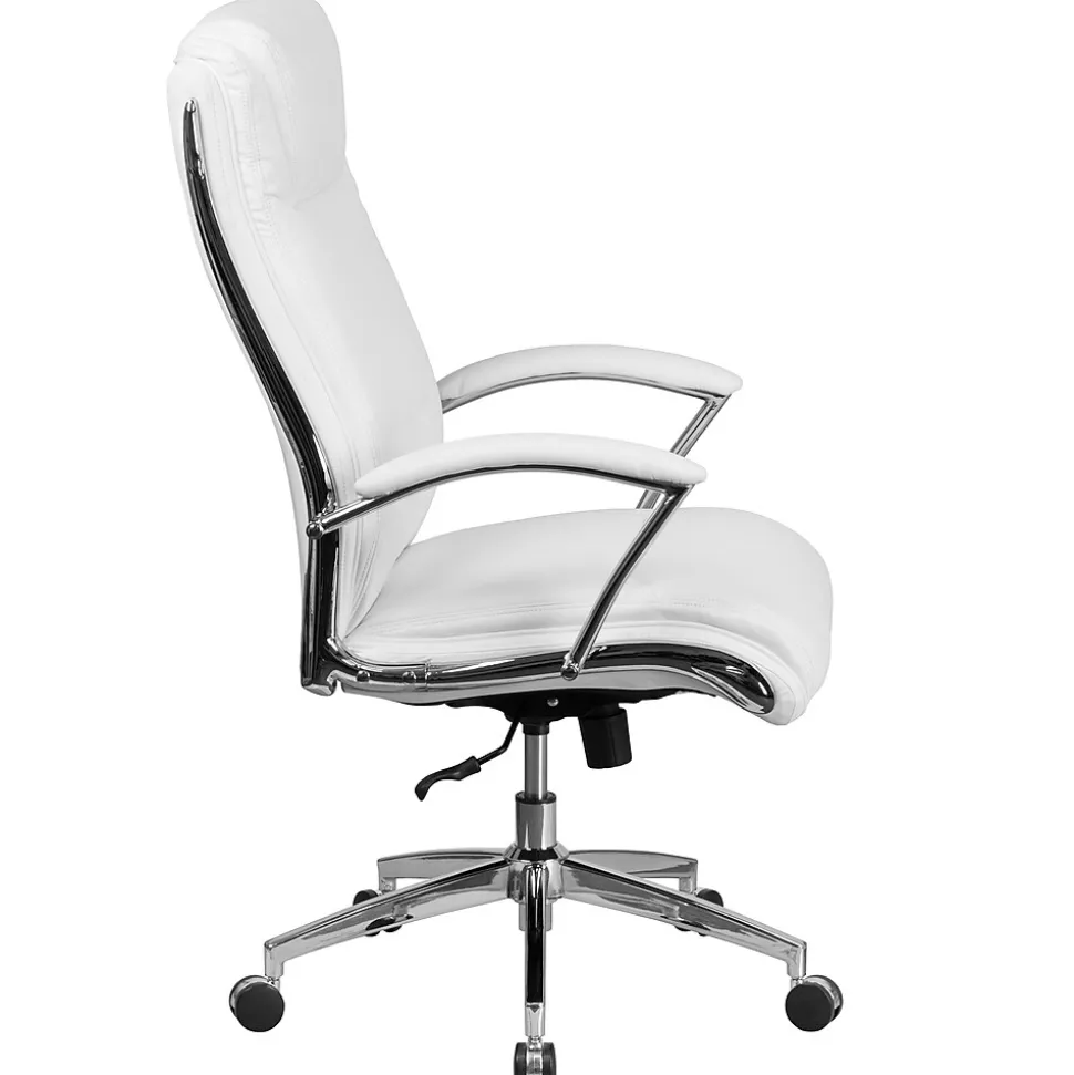 Flash Furniture Rebecca LeatherSoft Swivel High Back Executive Office Chair, White (GO2192WH)