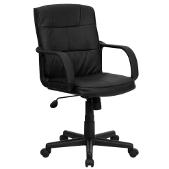 Flash Furniture Rider LeatherSoft Swivel Mid-Back Task Office Chair, Black (GO228SBKLEA)