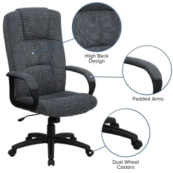 Flash Furniture Rochelle Fabric Swivel High Back Executive Office Chair, Gray (BT9022BK)