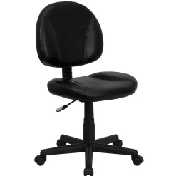 Flash Furniture Ronald Armless Ergonomic LeatherSoft Swivel Mid-Back Task Office Chair, Black (BT688BK)