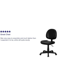 Flash Furniture Ronald Armless Ergonomic LeatherSoft Swivel Mid-Back Task Office Chair, Black (BT688BK)
