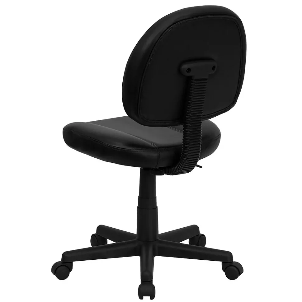 Flash Furniture Ronald Armless Ergonomic LeatherSoft Swivel Mid-Back Task Office Chair, Black (BT688BK)