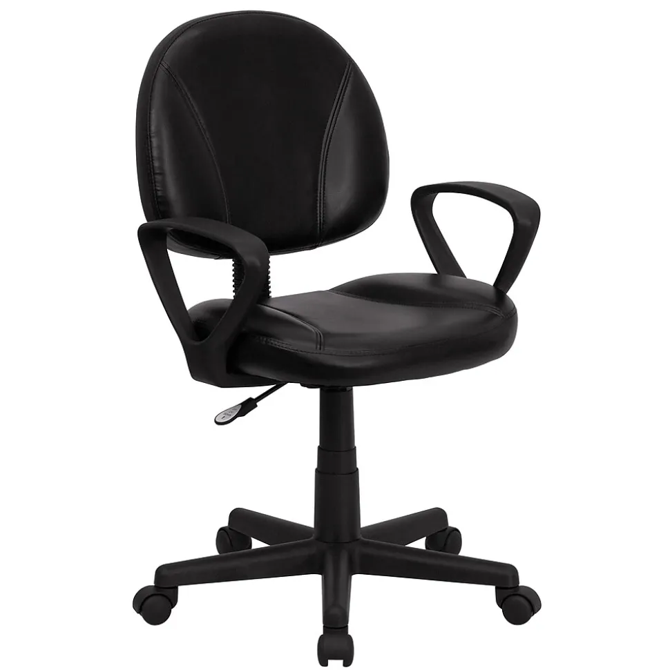 Flash Furniture Ronald Ergonomic LeatherSoft Swivel Mid-Back Task Office Chair, Black (BT688BKA)