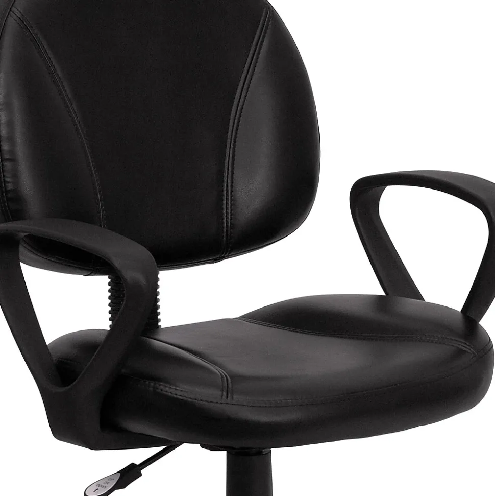 Flash Furniture Ronald Ergonomic LeatherSoft Swivel Mid-Back Task Office Chair, Black (BT688BKA)