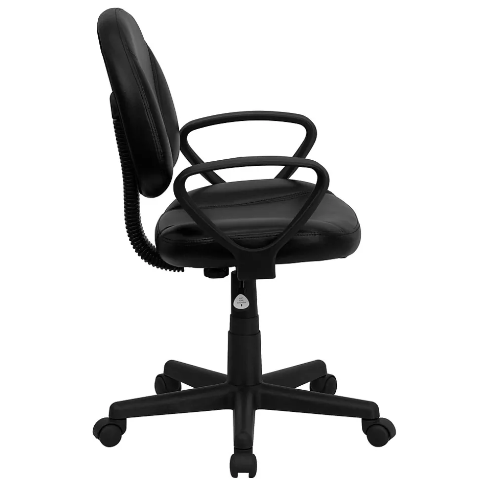 Flash Furniture Ronald Ergonomic LeatherSoft Swivel Mid-Back Task Office Chair, Black (BT688BKA)