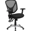 Flash Furniture Sam Ergonomic Mesh Swivel Mid-Back Multifunction Task Office Chair, Black (GOWY89)
