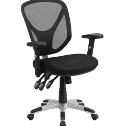 Flash Furniture Sam Ergonomic Mesh Swivel Mid-Back Multifunction Task Office Chair, Black (GOWY89)