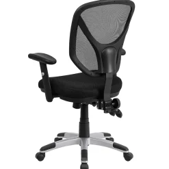 Flash Furniture Sam Ergonomic Mesh Swivel Mid-Back Multifunction Task Office Chair, Black (GOWY89)