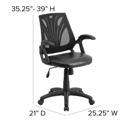 Flash Furniture Sam Ergonomic LeatherSoft/Mesh Swivel Mid-Back Task Office Chair, Black (GOWY82LEA)