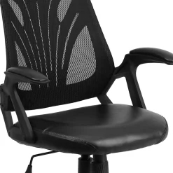 Flash Furniture Sam Ergonomic LeatherSoft/Mesh Swivel Mid-Back Task Office Chair, Black (GOWY82LEA)