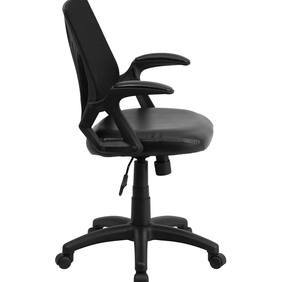 Flash Furniture Sam Ergonomic LeatherSoft/Mesh Swivel Mid-Back Task Office Chair, Black (GOWY82LEA)