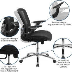 Flash Furniture Sam Ergonomic Mesh Swivel Mid-Back Executive Office Chair, Transparent Black (GOWY87)