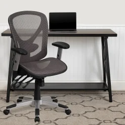 Flash Furniture Sam Ergonomic Mesh Swivel Mid-Back Multifunction Executive Office Chair, Transparent Gray (GOWY1363)