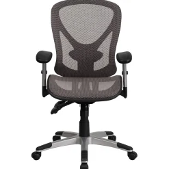 Flash Furniture Sam Ergonomic Mesh Swivel Mid-Back Multifunction Executive Office Chair, Transparent Gray (GOWY1363)