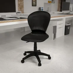 Flash Furniture Sorho Armless Plastic Swivel Mid-Back Task Office Chair, Black (RUTA103BK)