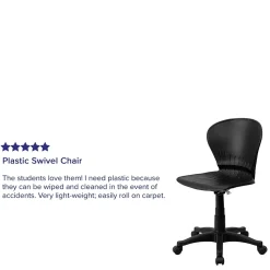 Flash Furniture Sorho Armless Plastic Swivel Mid-Back Task Office Chair, Black (RUTA103BK)