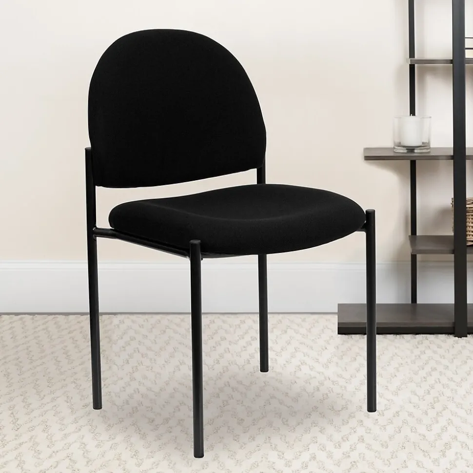 Flash Furniture Tania Fabric Stackable Side Reception Chair, Black (BT5151BK)