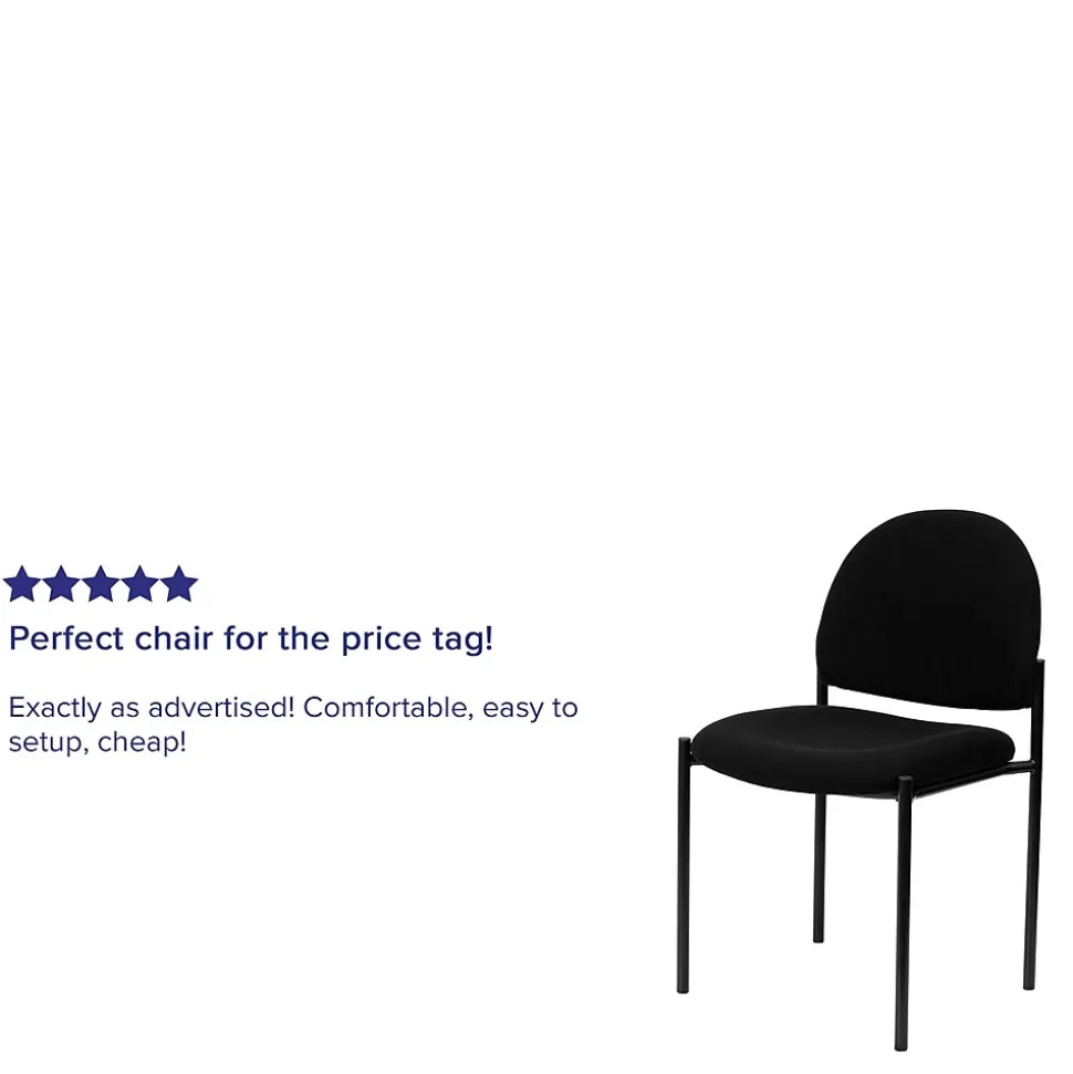 Flash Furniture Tania Fabric Stackable Side Reception Chair, Black (BT5151BK)