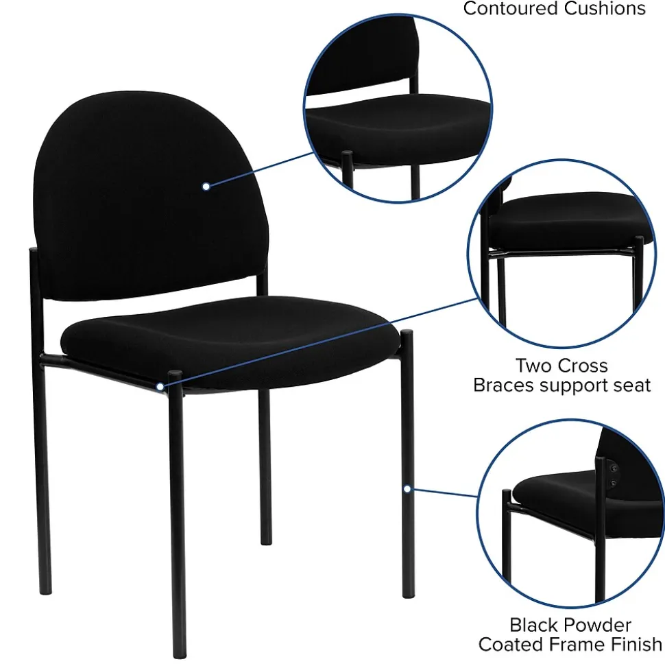 Flash Furniture Tania Fabric Stackable Side Reception Chair, Black (BT5151BK)