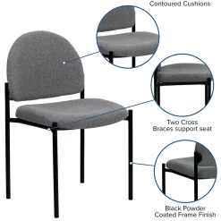 Flash Furniture Tania Fabric Stackable Side Reception Chair, Gray (BT5151GY)