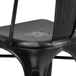 Flash Furniture Tenley Metal Stacking Chair, Distressed Black (ET3534BK)