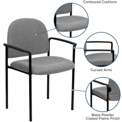 Flash Furniture Tiffany Fabric Stackable Side Reception Chair with Arms, Gray (BT5161GY)