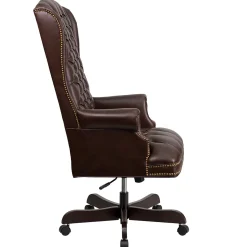 Flash Furniture Turner Ergonomic LeatherSoft Swivel High Back Fully Tufted Executive Office Chair, Brown (CI360BRN)