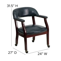 Flash Furniture Vinyl Mid Back Luxurious Conference Chair With Casters, Blue