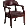 Flash Furniture Vinyl Mid Back Luxurious Conference Chair With Casters, Oxblood