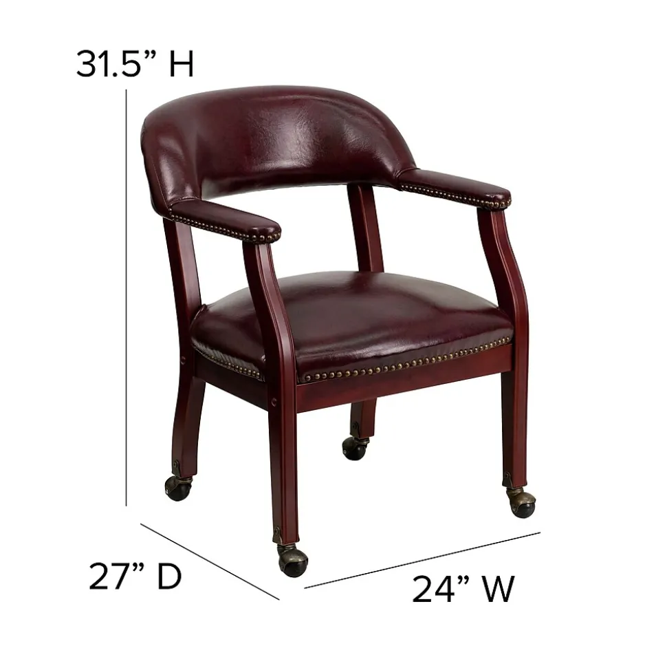 Flash Furniture Vinyl Mid Back Luxurious Conference Chair With Casters, Oxblood